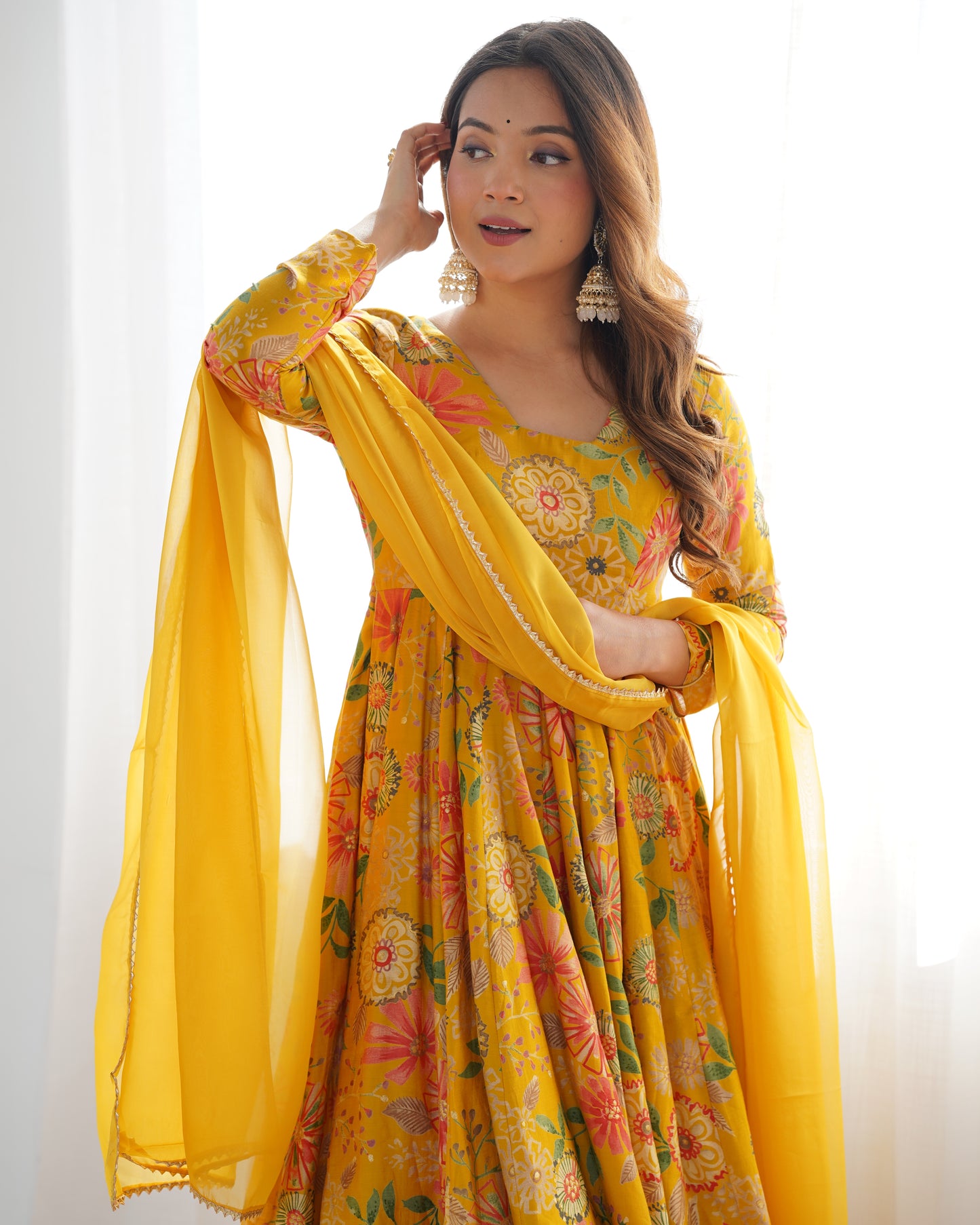 PURE SOFT ROMANSILK CHANDERI DISCHARGE PRINT FABRIC