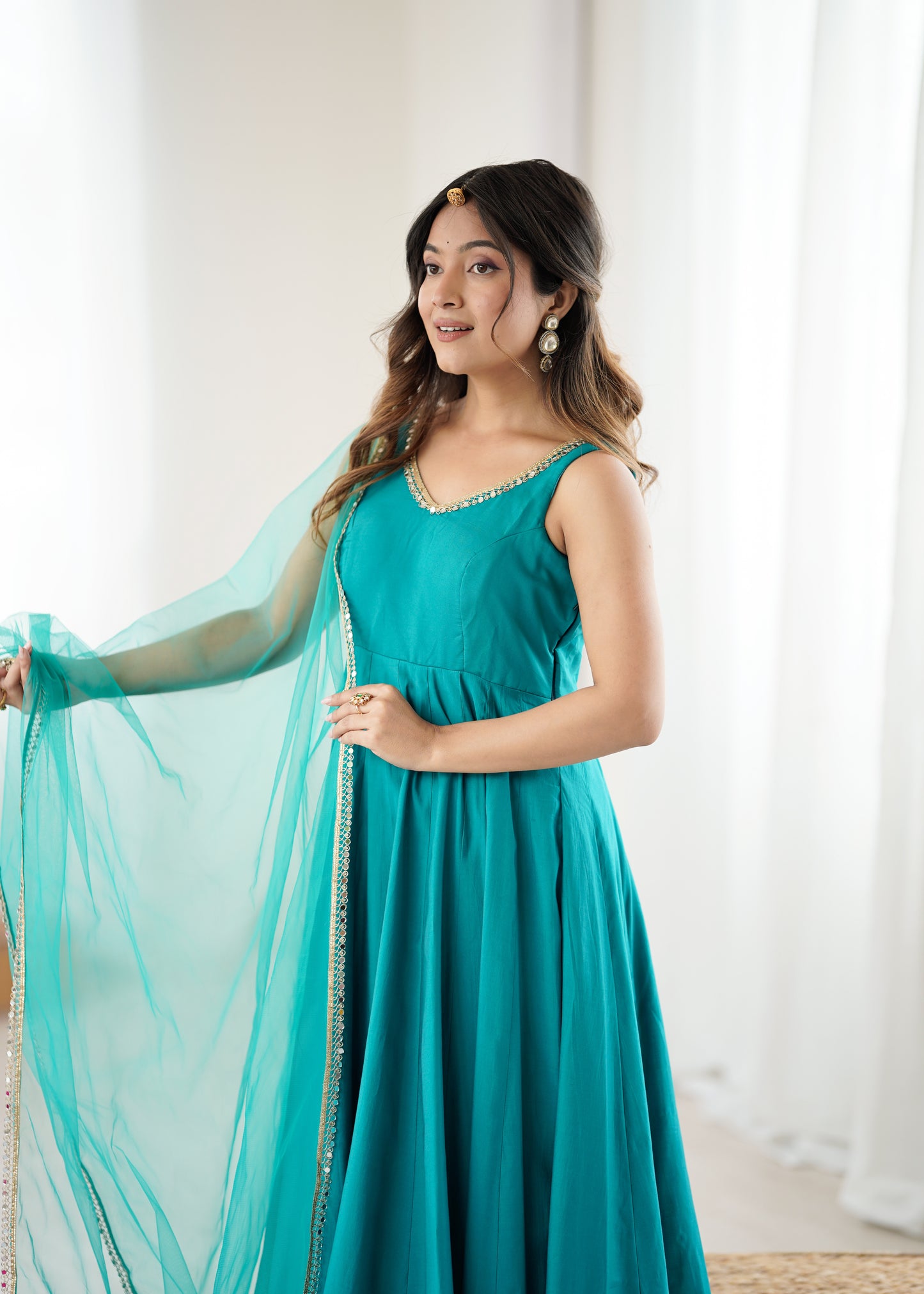 PURE ROMANSILK CHANDERI FABRIC FULLY FLAIR ANARKALI
