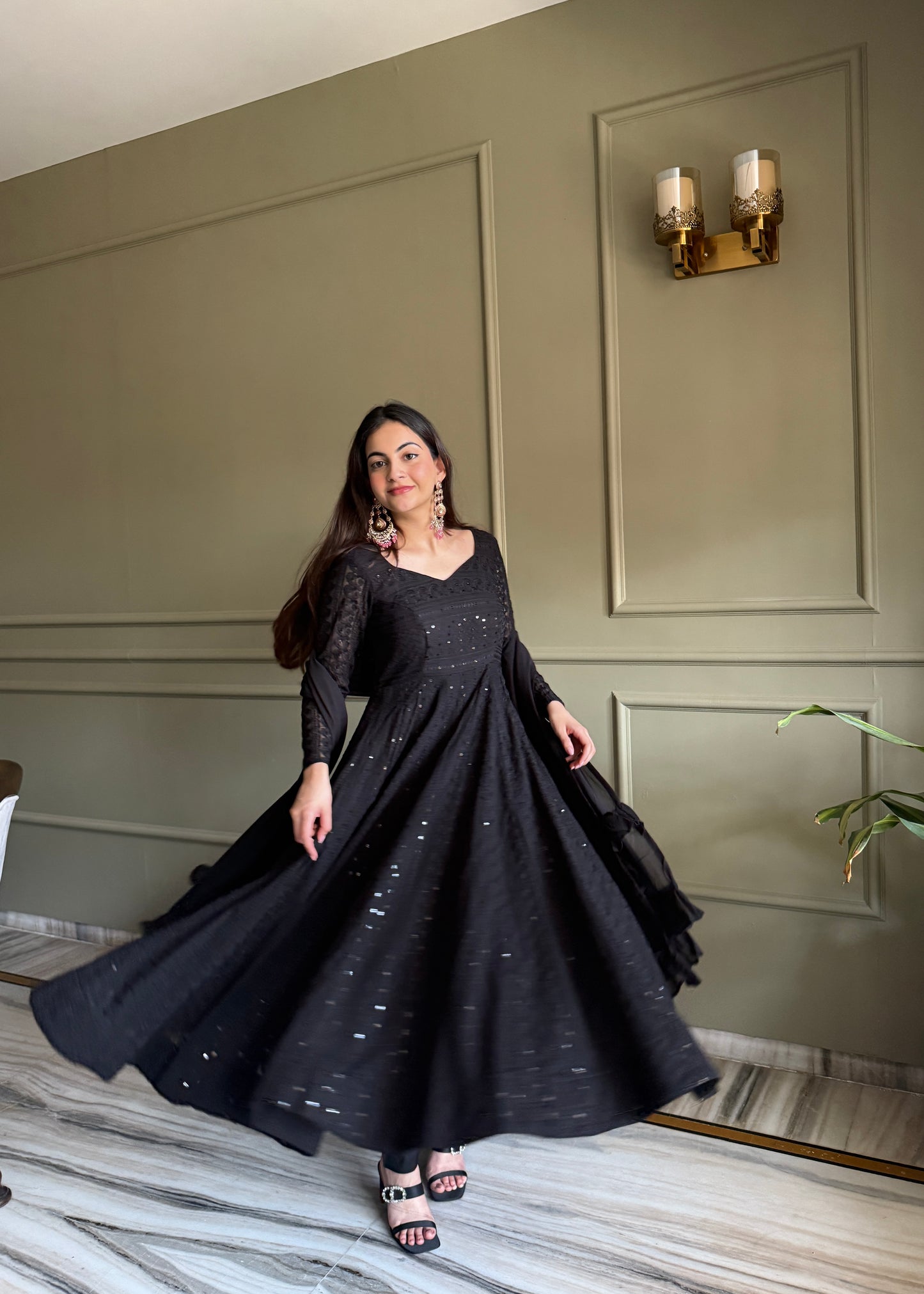 HEAVY PURE SOFT FOX GEORGETTE LUKHNOWI SEQUENCE ANARKALI