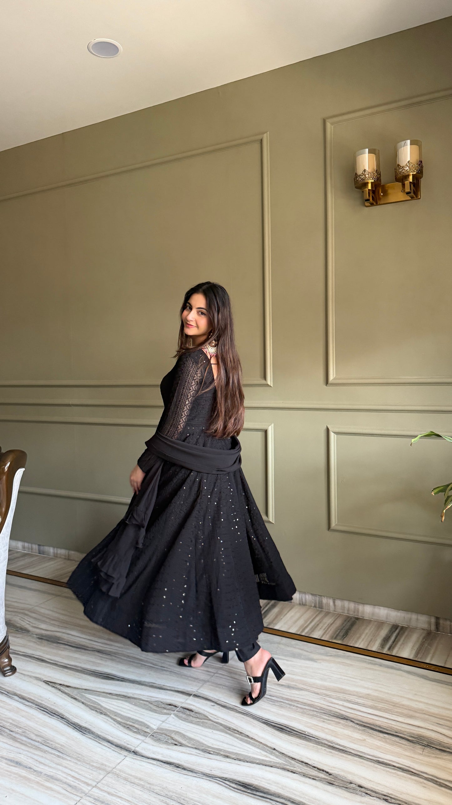 HEAVY PURE SOFT FOX GEORGETTE LUKHNOWI SEQUENCE ANARKALI