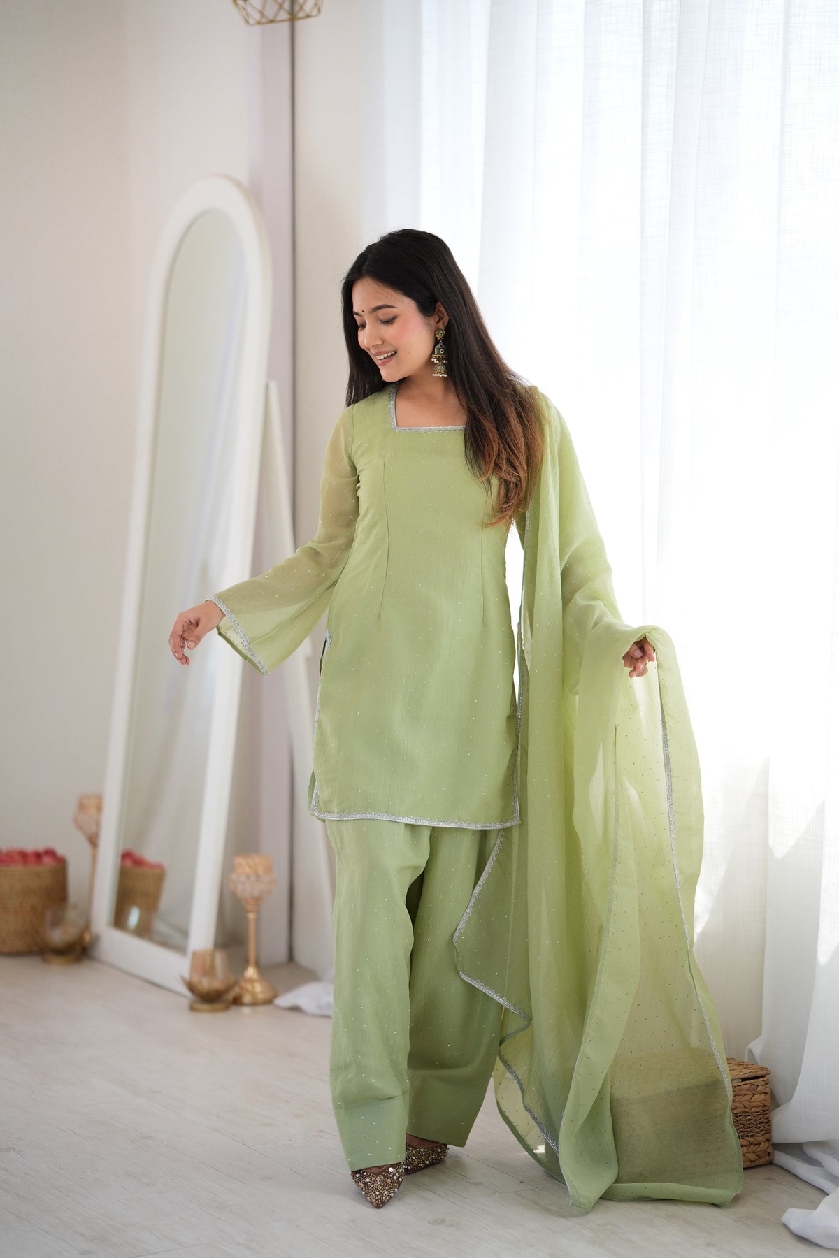 NEW SPECIAL FARSHI SALWAR SUIT CRUNCHY SILK FABRIC