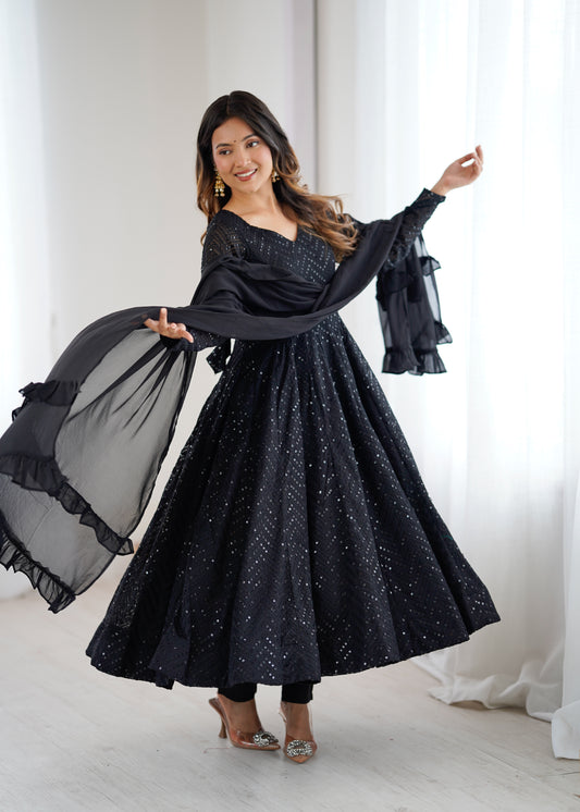 Launching this timeless and classic lukhnowi Georgette fabric Anarkali suit set