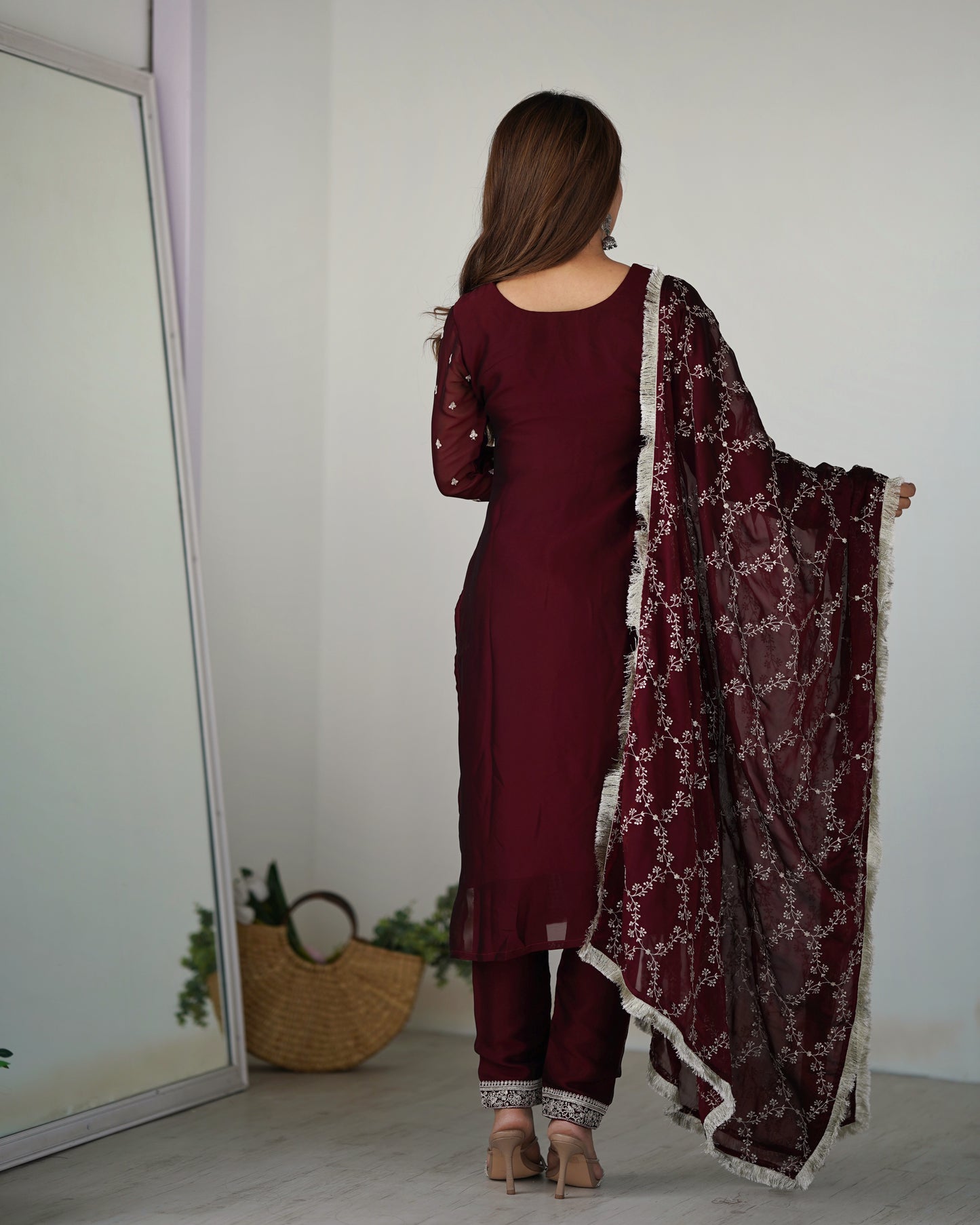 PURE BLOOMING RANGOLI SILK FABRIC WITH BEAUTIFUL EMBROIDERY SUIT