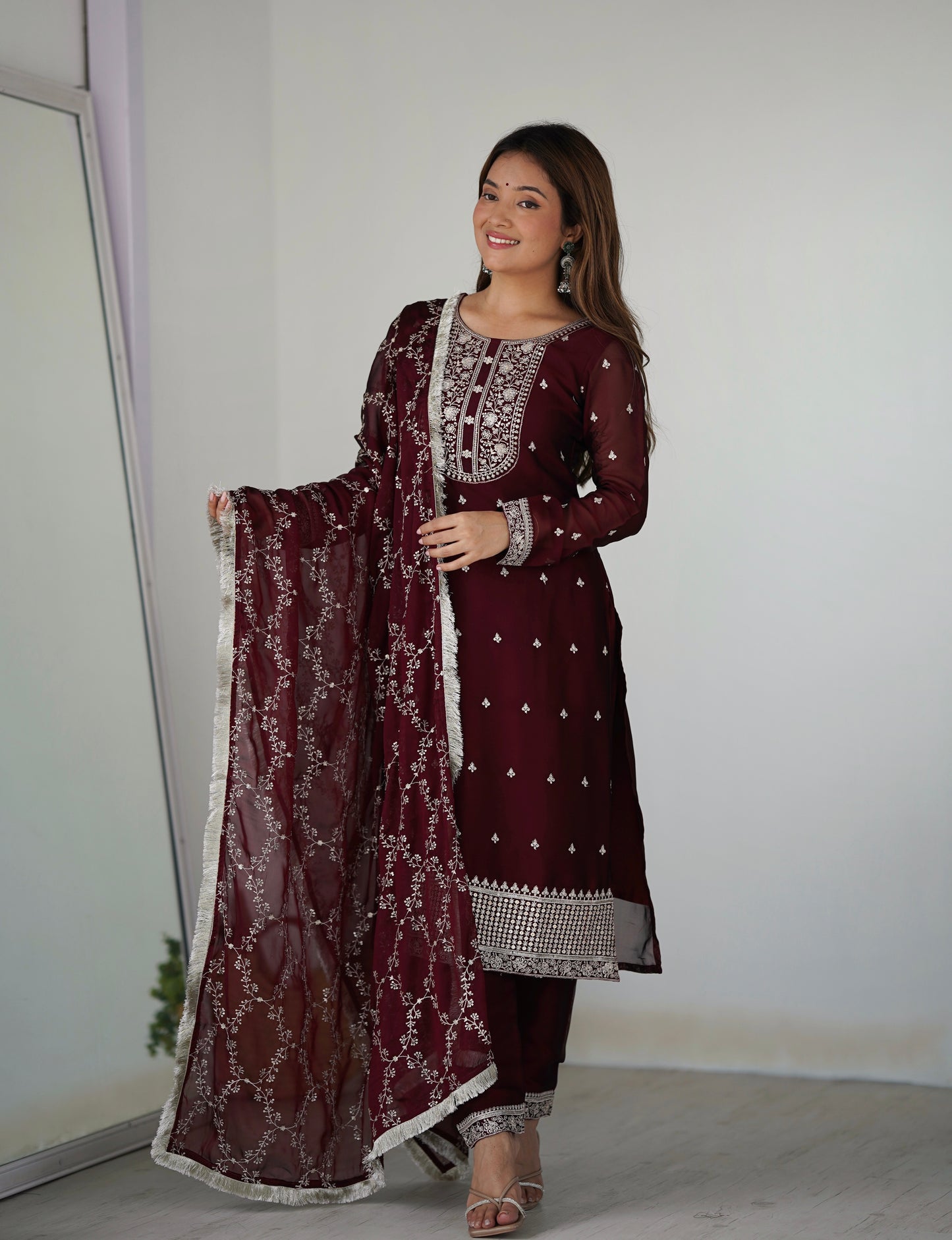 PURE BLOOMING RANGOLI SILK FABRIC WITH BEAUTIFUL EMBROIDERY SUIT