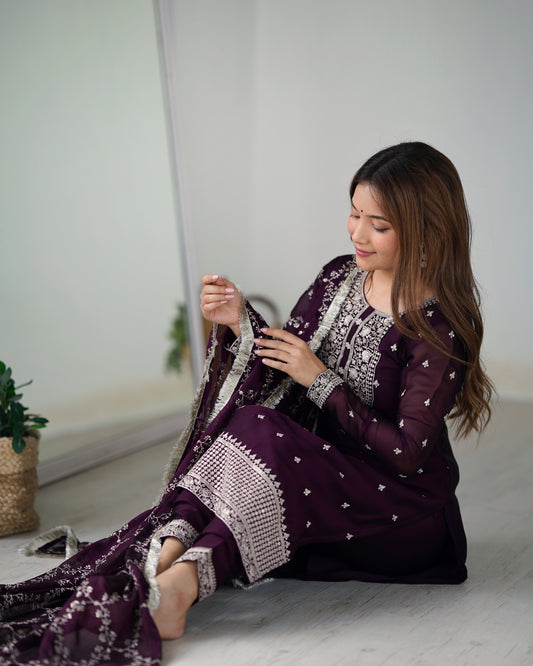 PURE BLOOMING RANGOLI SILK FABRIC WITH BEAUTIFUL EMBROIDERY SUIT