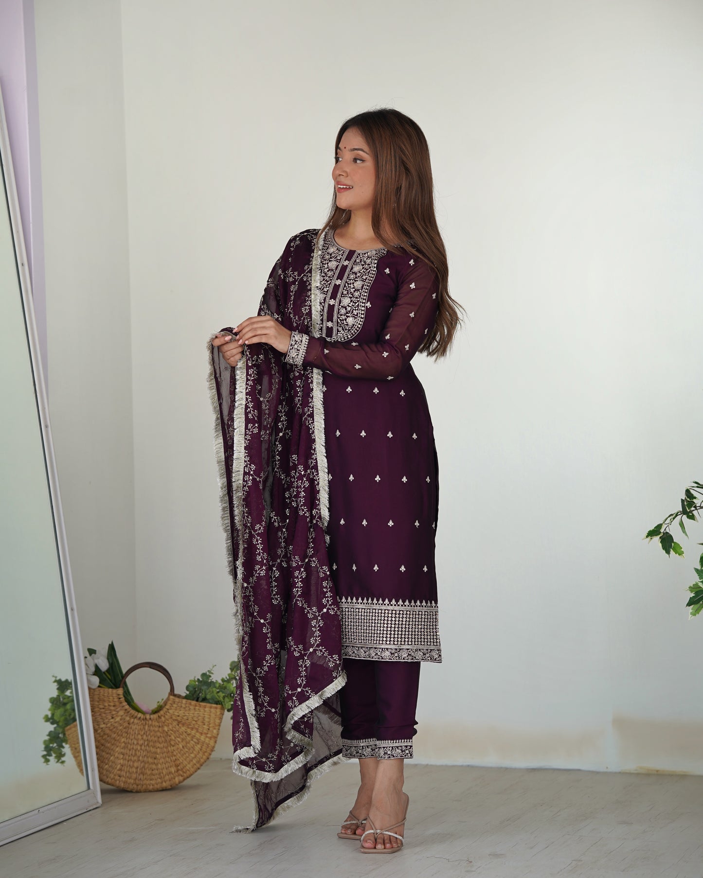 PURE BLOOMING RANGOLI SILK FABRIC WITH BEAUTIFUL EMBROIDERY SUIT