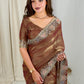 fandy chiffon saree adorned with intricate zari embroidered saree