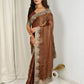 fandy chiffon saree adorned with intricate zari embroidered saree
