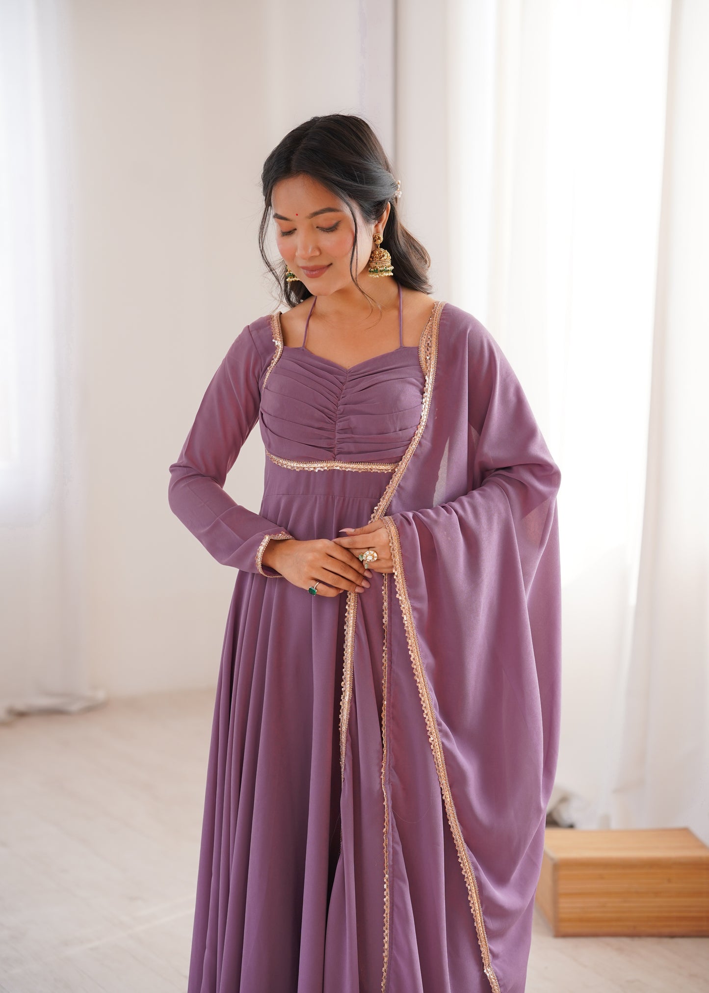 PRESENTING NEW GEORGETTE ANARKALI GOWN DUPPTA FULL SET READY TO WEAR