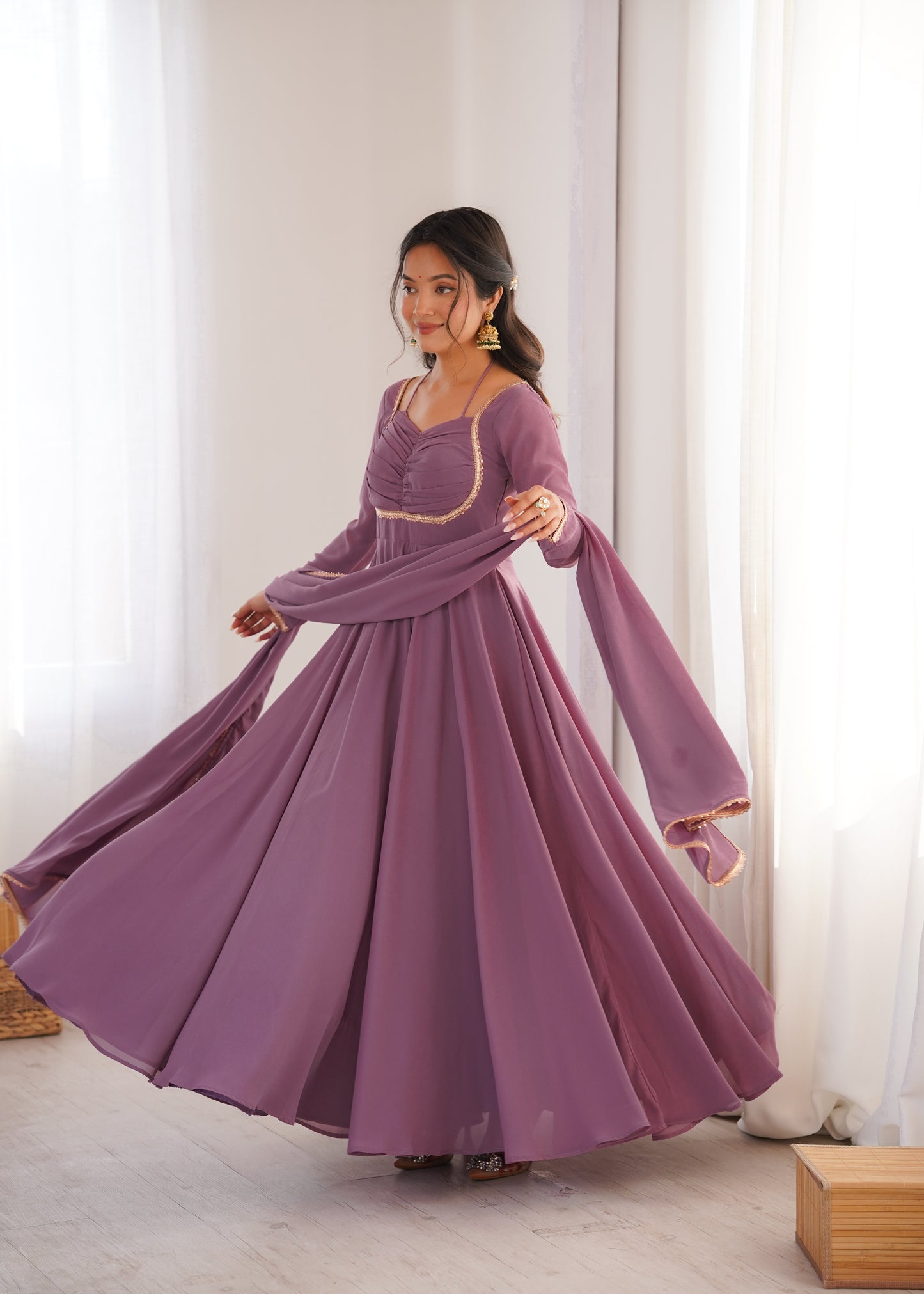 PRESENTING NEW GEORGETTE ANARKALI GOWN DUPPTA FULL SET READY TO WEAR