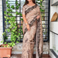 Digital print Black sequins Embroidered work Saree
