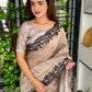 Digital print Black sequins Embroidered work Saree