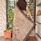 Digital print Black sequins Embroidered work Saree