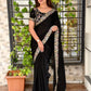 fandy satin saree adorned with intricate zari embroidered choli