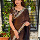 fandy satin saree adorned with intricate zari embroidered choli