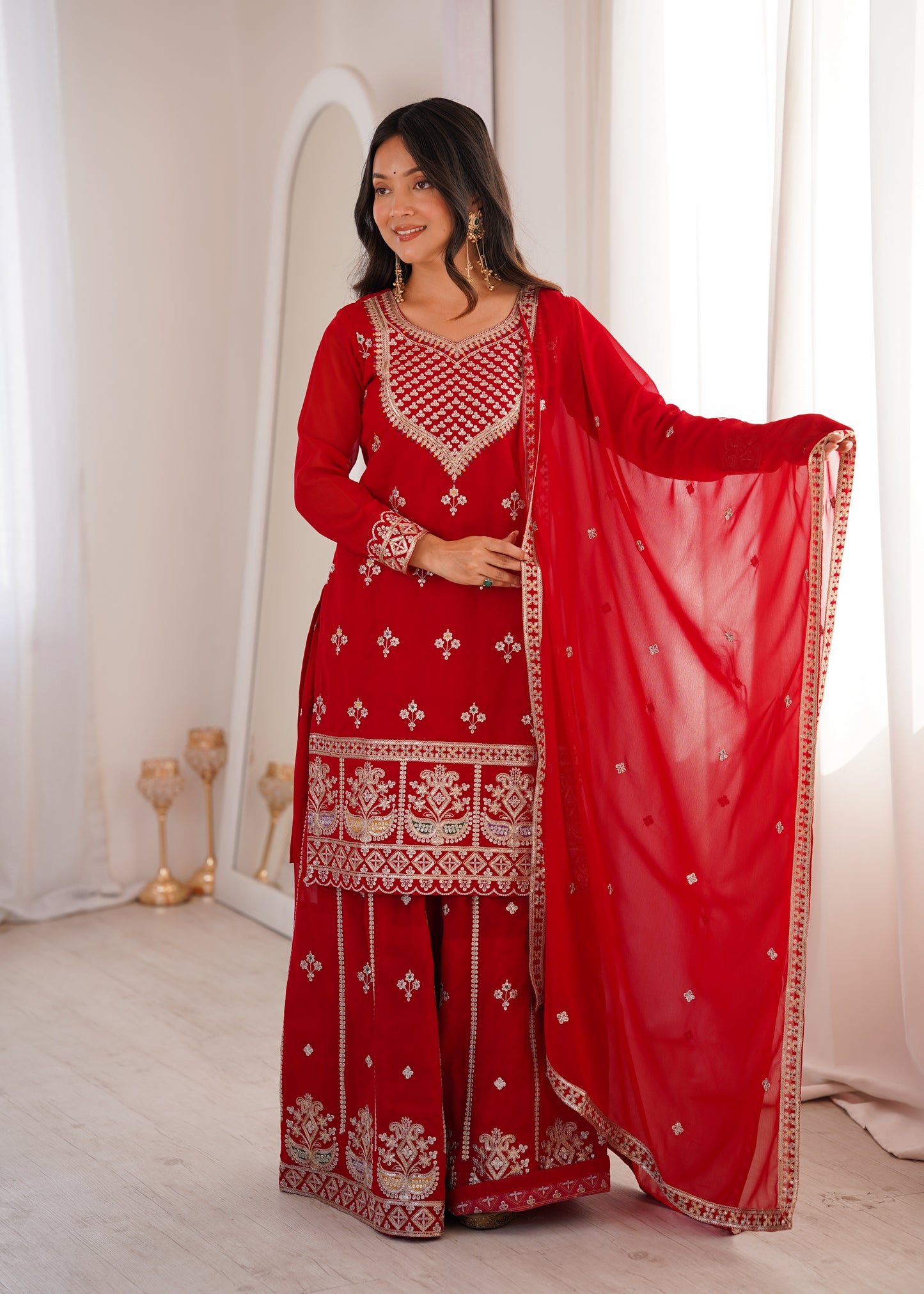 HEAVY PURE FOX GEORGETTE FABRIC WITH FANCY EMBROIDERY DORI Suit