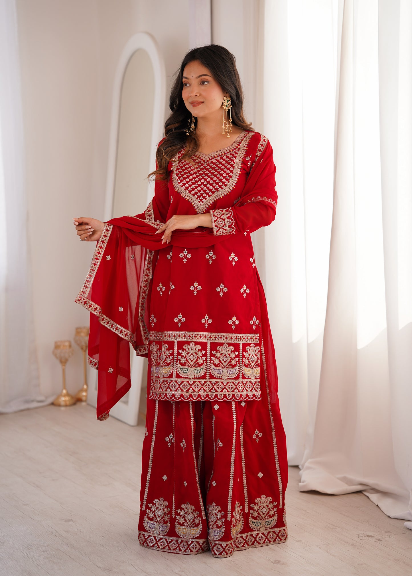 HEAVY PURE FOX GEORGETTE FABRIC WITH FANCY EMBROIDERY DORI Suit
