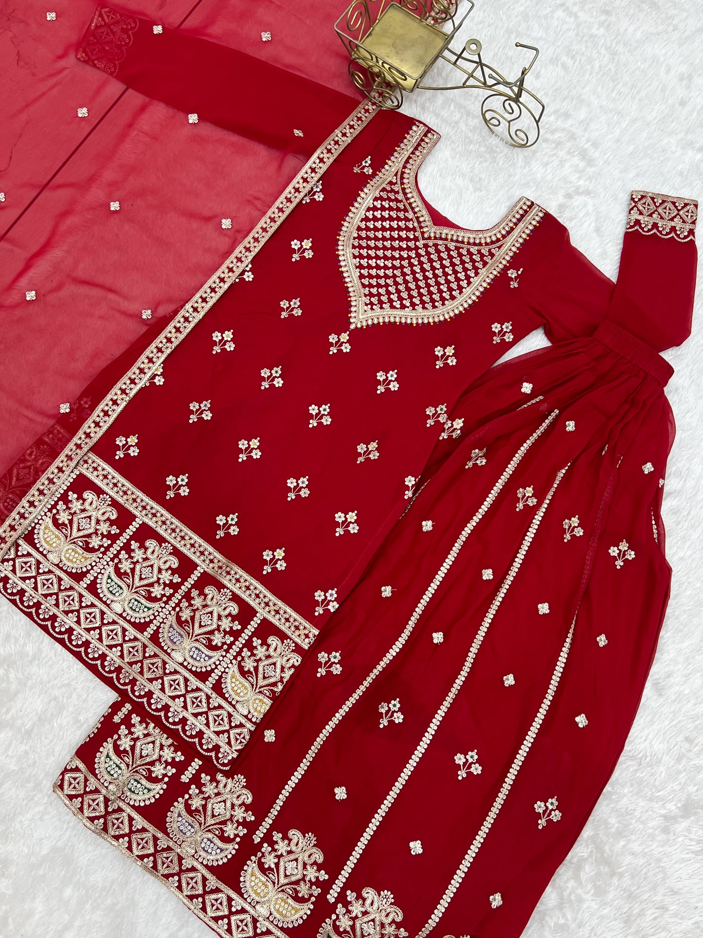 HEAVY PURE FOX GEORGETTE FABRIC WITH FANCY EMBROIDERY DORI Suit