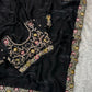 fandy satin saree adorned with intricate zari embroidered choli