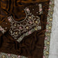 fandy satin saree adorned with intricate zari embroidered choli