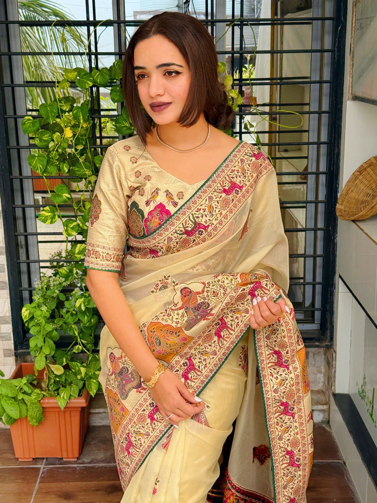 Pure organza jacquard elegance saree