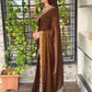fandy satin saree adorned with intricate zari embroidered choli