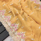 Premium Crunchy With Heavy Embroidery Threads & Sequins Work Saree