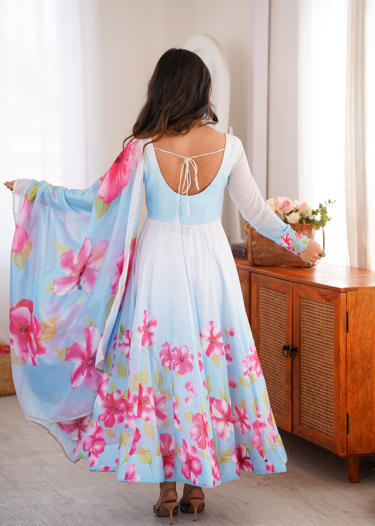 HEAVY PURE SOFT ORGANJA SILK FLORAL PRINT 3 PEACE