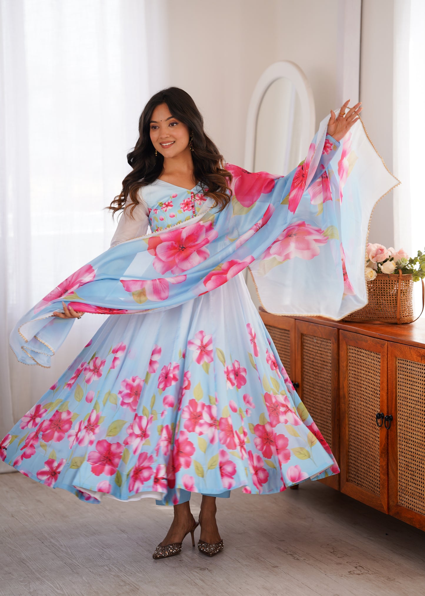 HEAVY PURE SOFT ORGANJA SILK FLORAL PRINT 3 PEACE