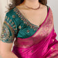 Designer Handwork blouse with this heavy Banarasi satin silk saree
