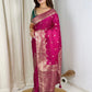 Designer Handwork blouse with this heavy Banarasi satin silk saree