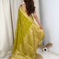 Designer Handwork blouse with this heavy Banarasi satin silk saree