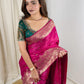 Designer Handwork blouse with this heavy Banarasi satin silk saree