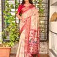 Contrast Thread weaving bandhej jacquard saree