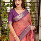 Contrast Thread weaving bandhej jacquard saree