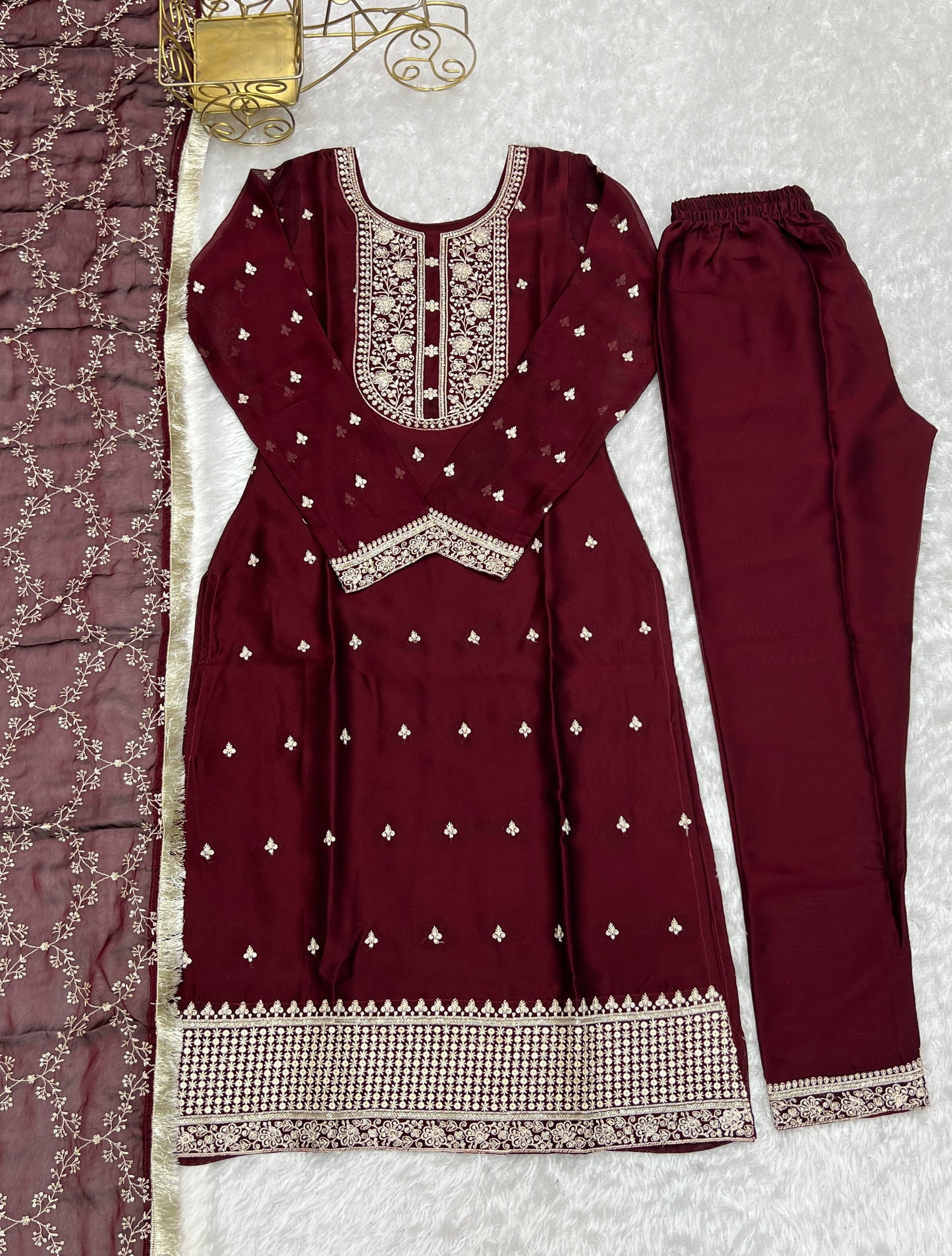 PURE BLOOMING RANGOLI SILK FABRIC WITH BEAUTIFUL EMBROIDERY SUIT