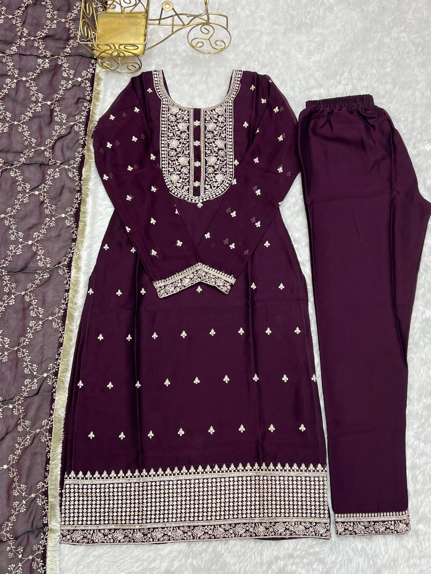 PURE BLOOMING RANGOLI SILK FABRIC WITH BEAUTIFUL EMBROIDERY SUIT