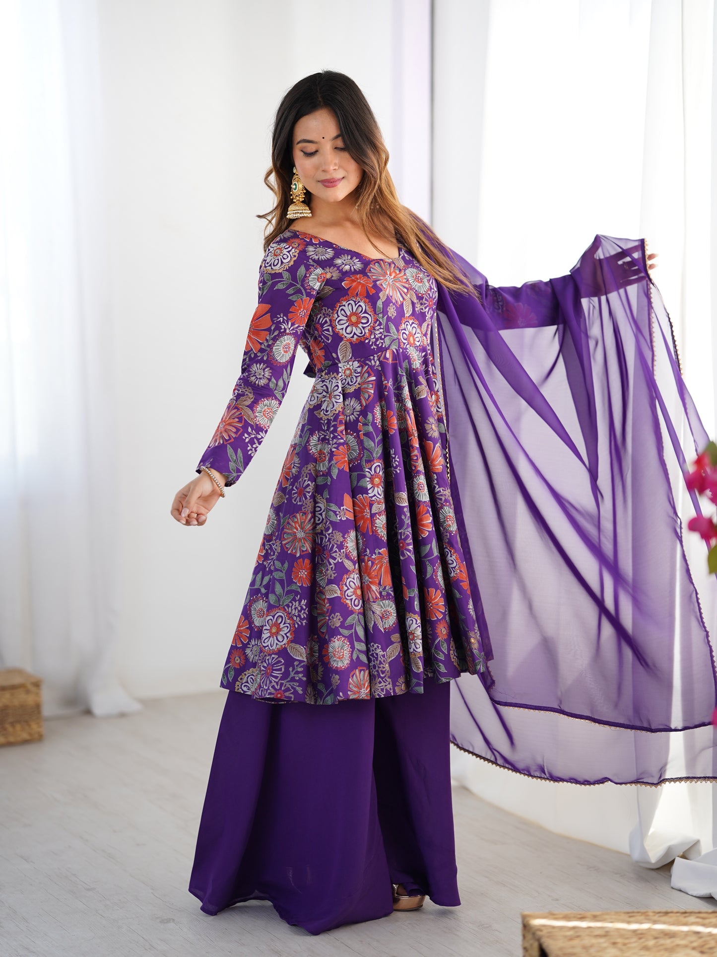 PURE SOFT ROMANSILK CHANDERI DISCHARGE PRINT FABRIC