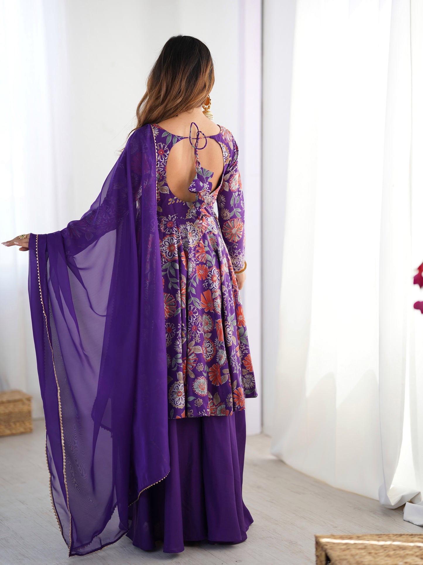 PURE SOFT ROMANSILK CHANDERI DISCHARGE PRINT FABRIC