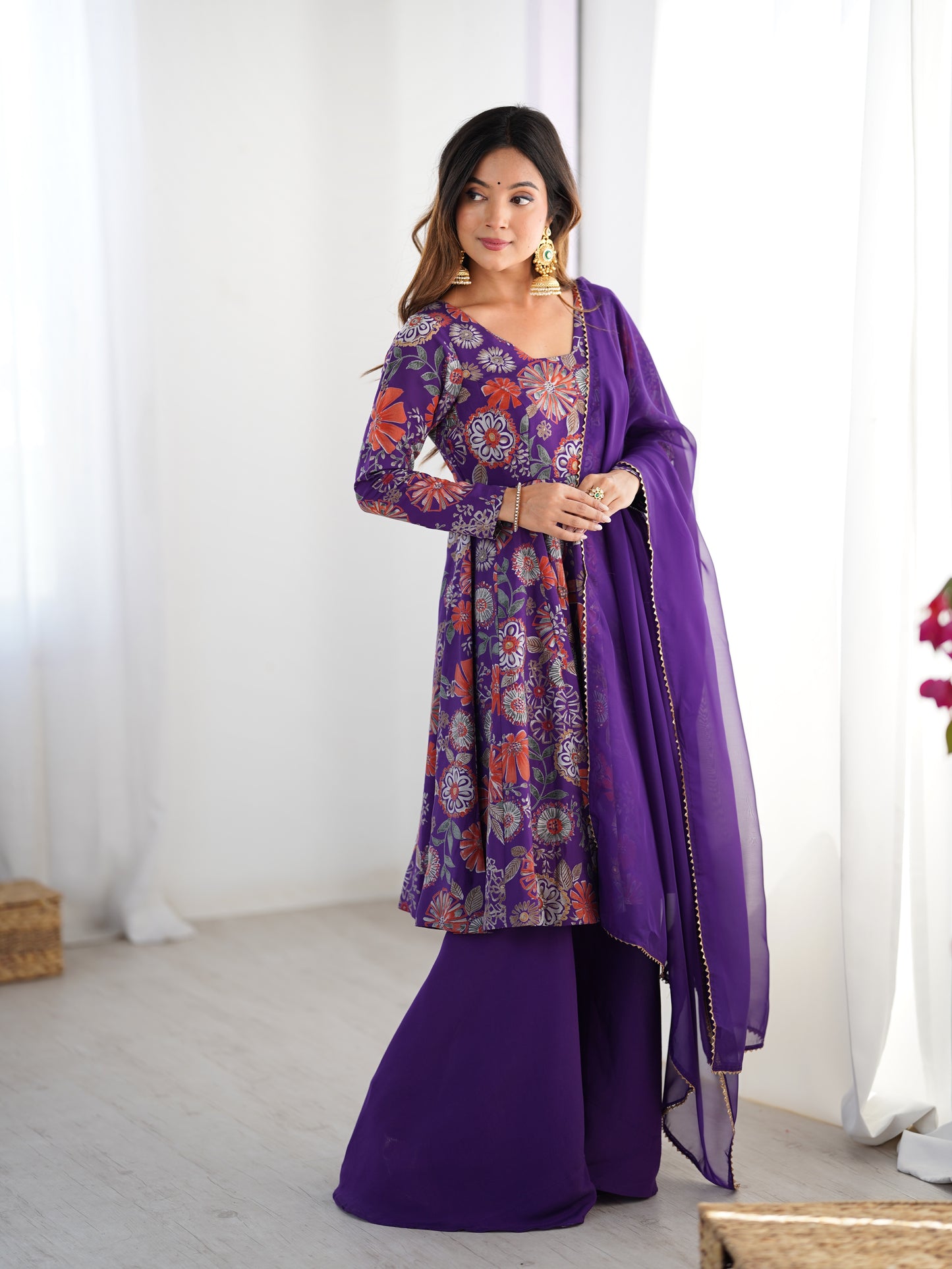 PURE SOFT ROMANSILK CHANDERI DISCHARGE PRINT FABRIC
