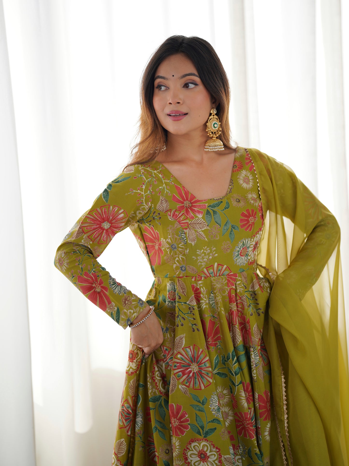 PURE SOFT ROMANSILK CHANDERI DISCHARGE PRINT FABRIC
