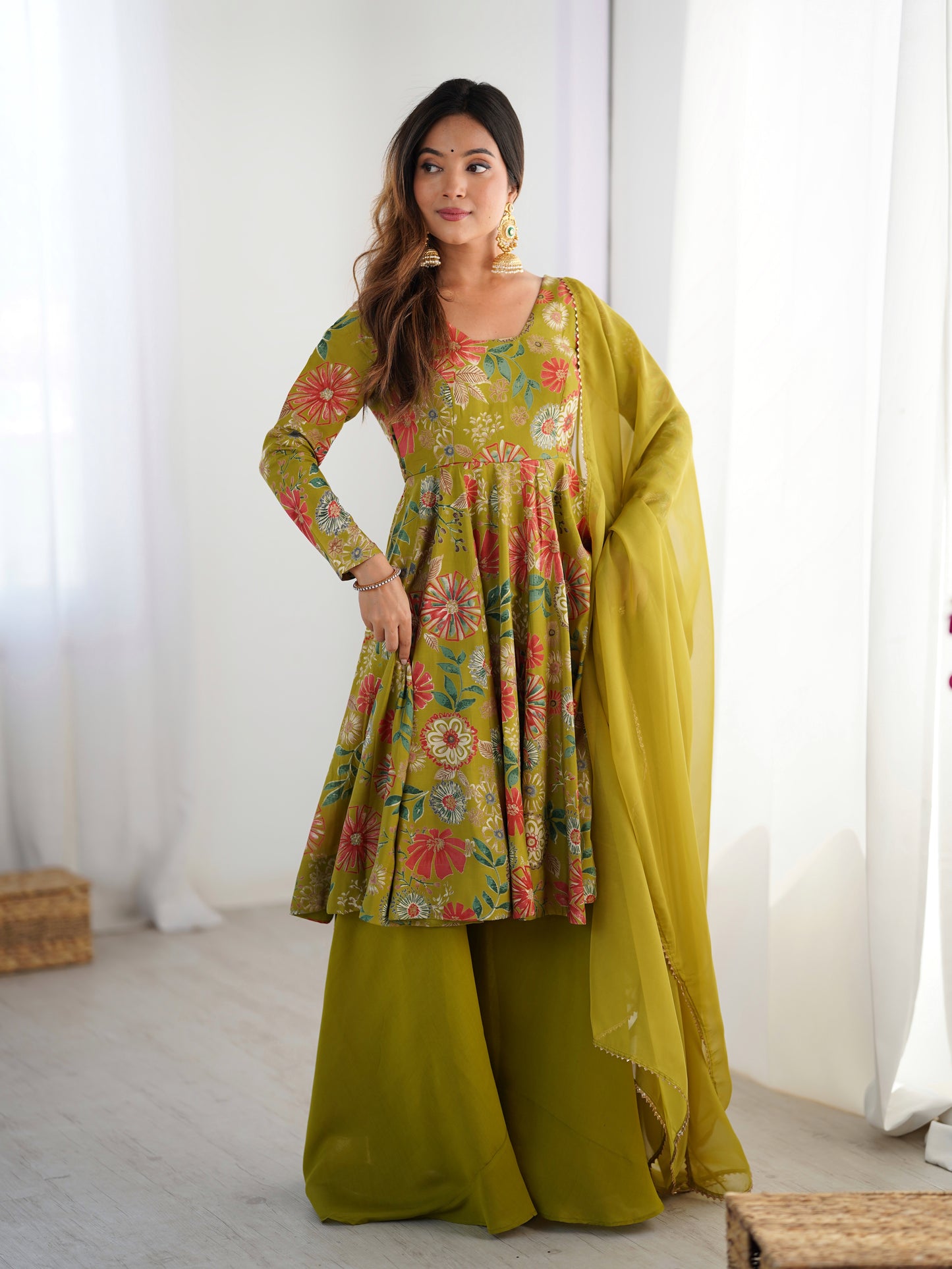 PURE SOFT ROMANSILK CHANDERI DISCHARGE PRINT FABRIC
