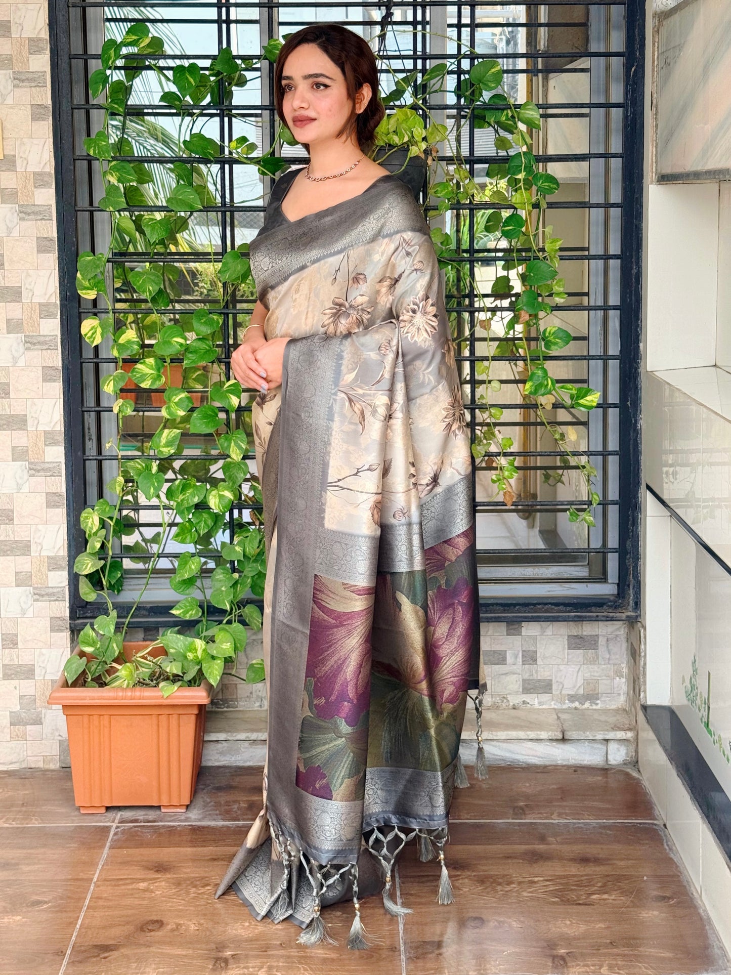 Banarasi satin jacquard Saree