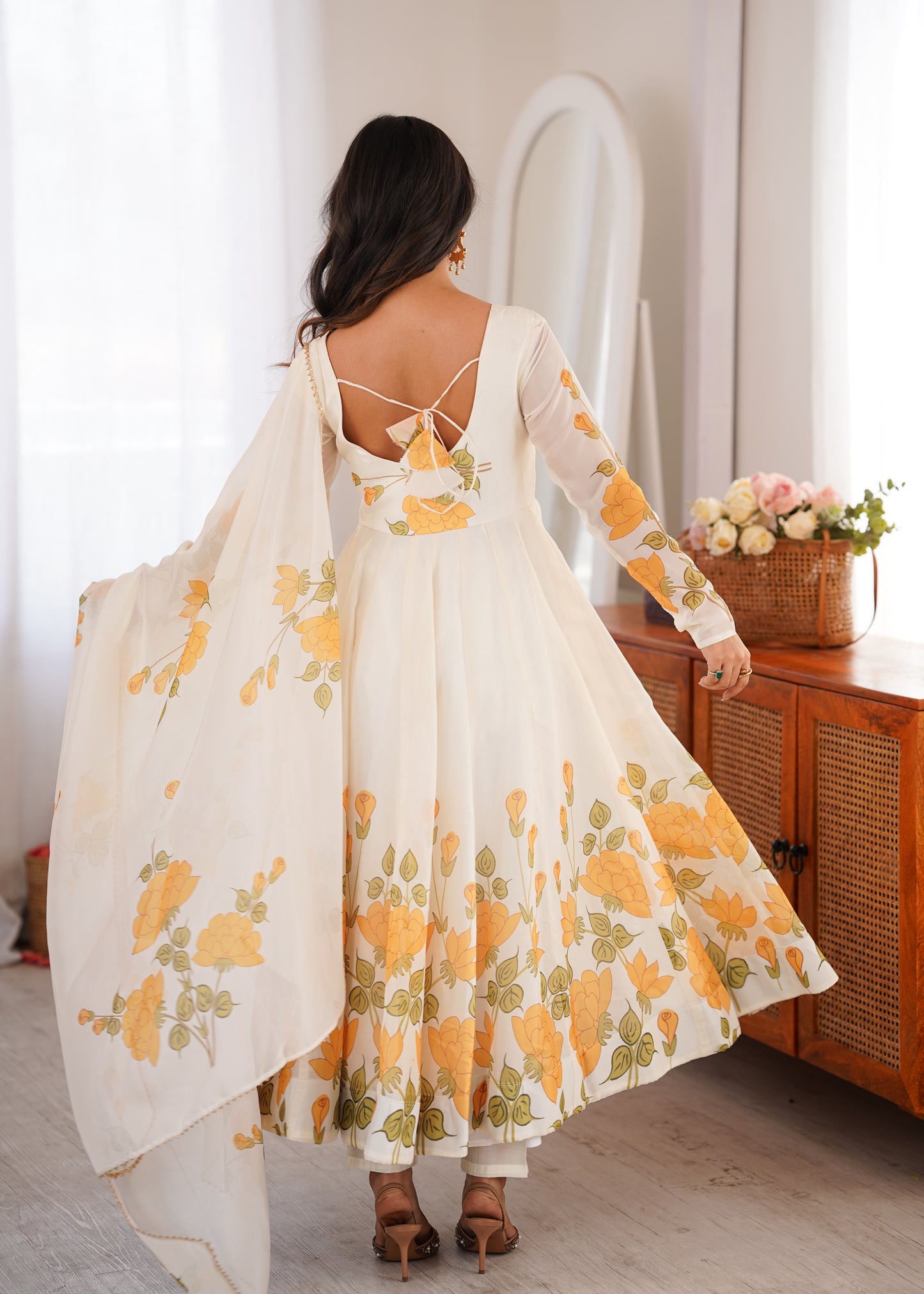 HEAVY PURE SOFT ORGANJA SILK FLORAL PRINT