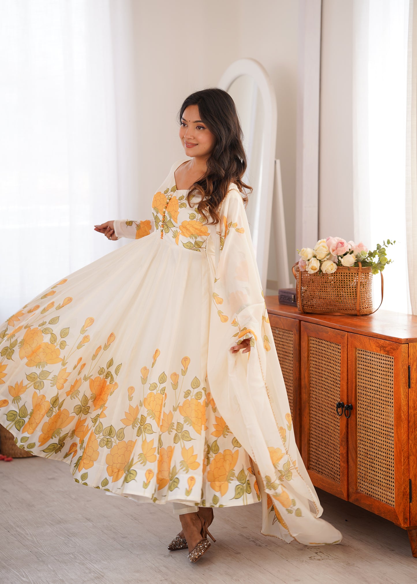 HEAVY PURE SOFT ORGANJA SILK FLORAL PRINT