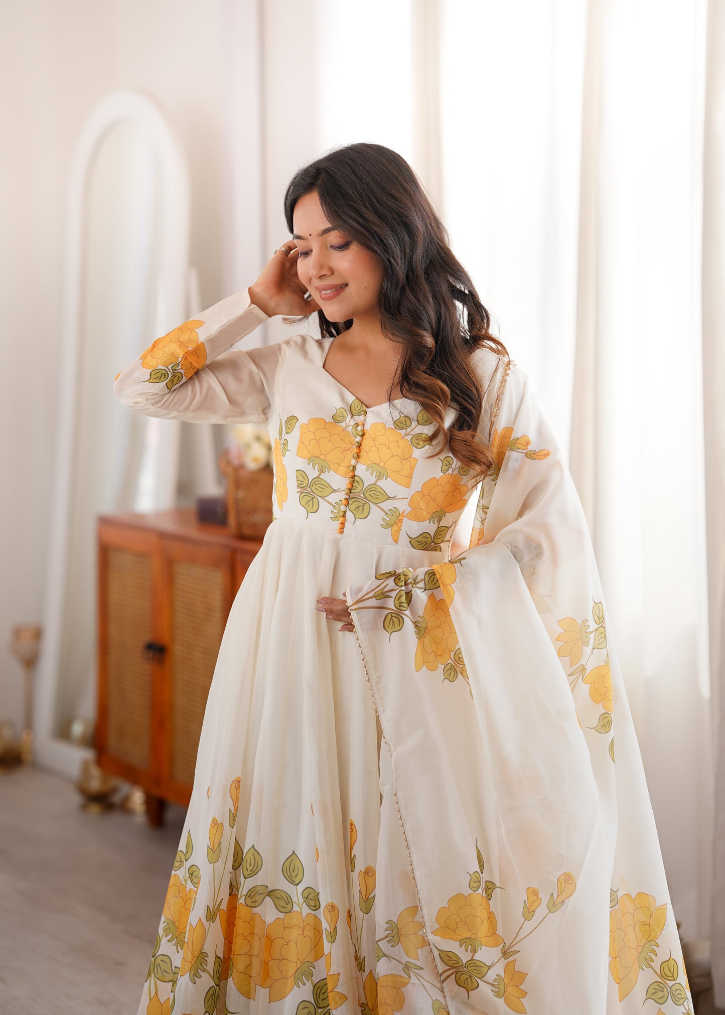HEAVY PURE SOFT ORGANJA SILK FLORAL PRINT