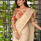linen cotton with zari weaving saree