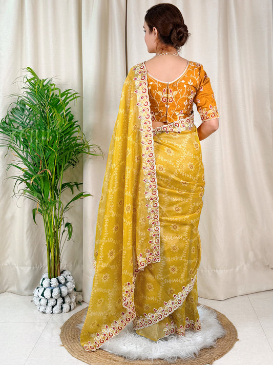 Cotton satin with our Embroidered work Saree