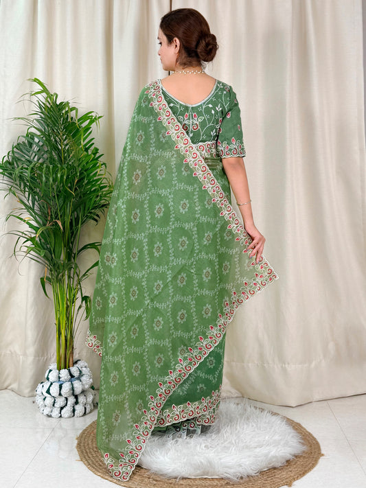 Cotton satin with our Embroidered work Saree