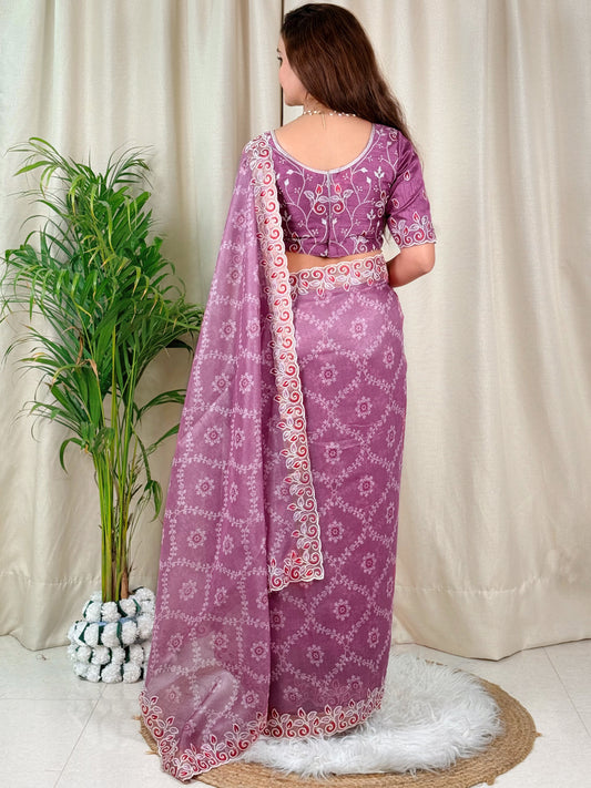 Cotton satin with our Embroidered work Saree